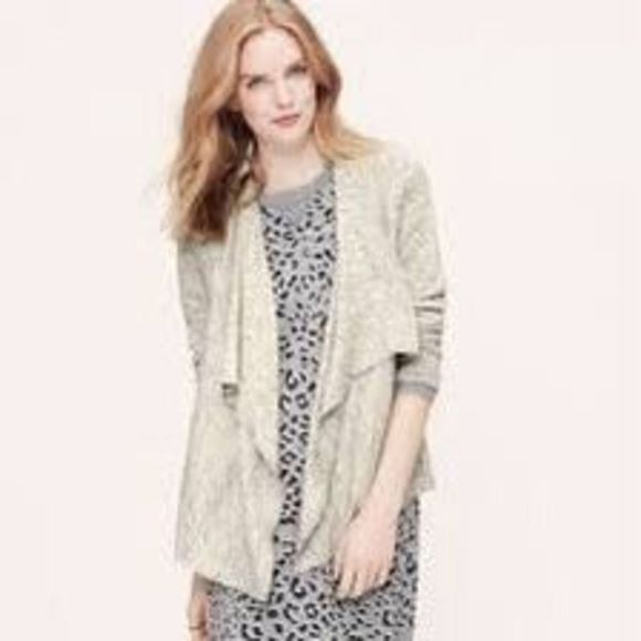 LOFT Sweaters - Loft Gray Spacedye‎ Waterfall Open Front Cardigan Size Medium
